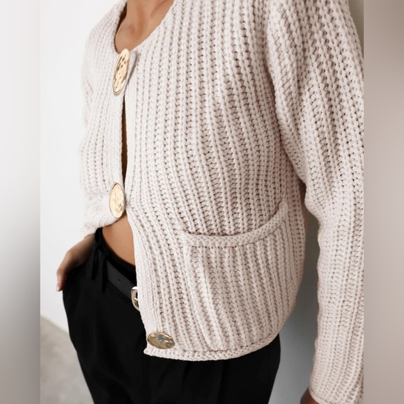 New Chunky Knit Cardigan Sweaters Long Sleeve Open Front Button Kitted Fall - Picture 8 of 16